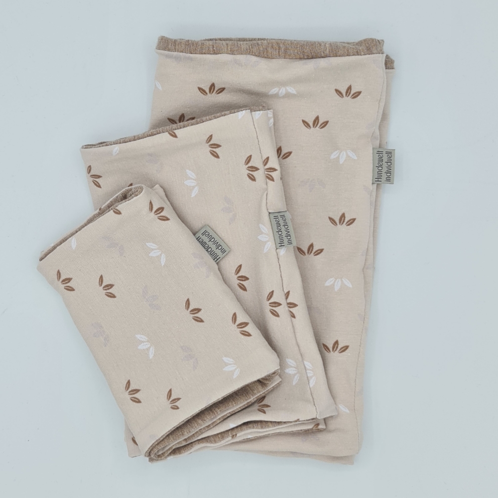 Loop für Hunde / Hundeschal beige braun mit zarten Blättern
